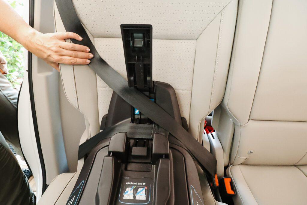 Lock Off for Vehicle Seat Belt Installation